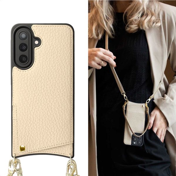 Selencia Cover per telefono Nova con cordino e portacarte Samsung Galaxy A57 (5G) - Beige