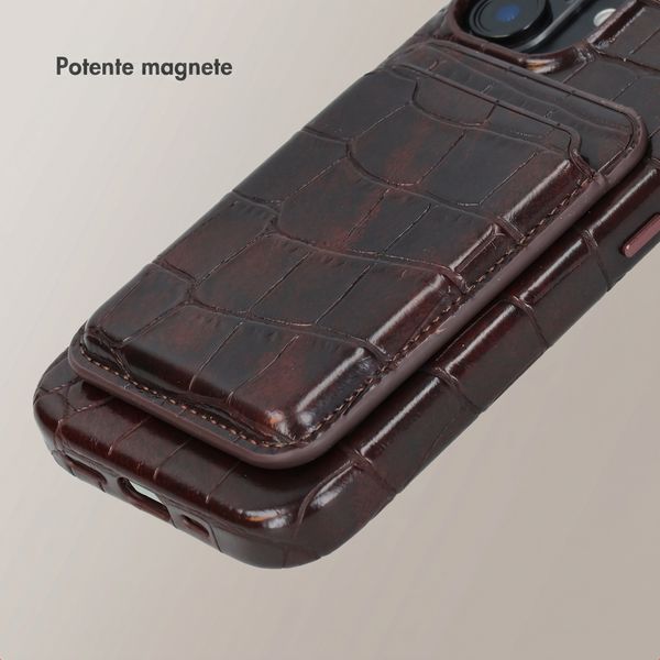 Selencia Portacarte Croco con MagSafe - Choco Brown