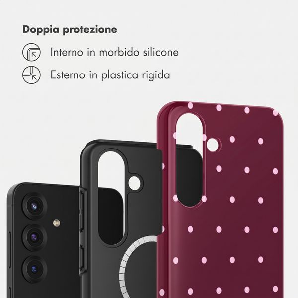 Selencia Cover posteriore Vivid con MagSafe Samsung Galaxy S25 - Happy Dots Burgundy