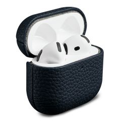 Accezz Cover in vera pelle  Apple Airpods 4 - Blu scuro