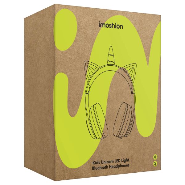 imoshion Cuffie wireless per bambini con LED a forma di unicorno - Limitatore di decibel - Con cavo AUX - Pink / Hot Pink