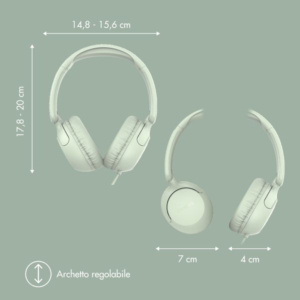 imoshion Cuffie per bambini con filo - cavo AUX - limitatore di decibel - Mint Green