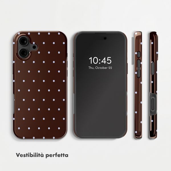 Selencia Cover Posteriore Vivid Apple iPhone 16 - Happy Dots Chocolate