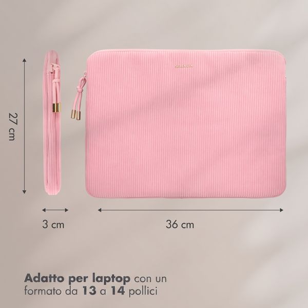 Selencia Cover per laptop in velluto a coste 13-14 pollici - Sleeve per laptop - Soft Blush