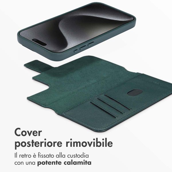 Accezz Cover in pelle 2 in 1 con MagSafe Apple iPhone 15 Pro Max - Cedar Green