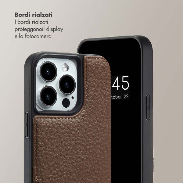 Selencia Cover per telefono Nova con cordino e portacarte Apple iPhone 13 Pro - Mocha Brown