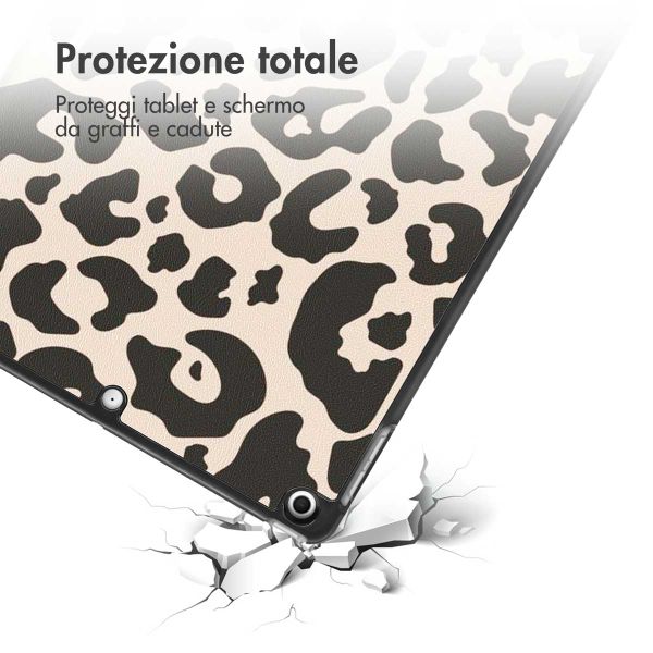 imoshion Cover Trifold Design Apple iPad 9 (2021) 10.2 pollici / iPad 8 (2020) 10.2 pollici / iPad 7 (2019) 10.2 pollici - Leopard