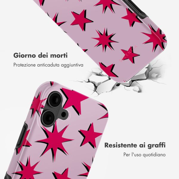 Selencia Cover posteriore Vivid con MagSafe Apple iPhone 16 - Stars Rubine Red Light Pink