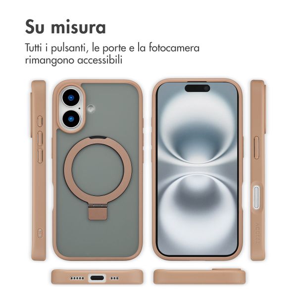 Accezz Cover con anello e supporto con MagSafe Apple iPhone 16 - Marrone