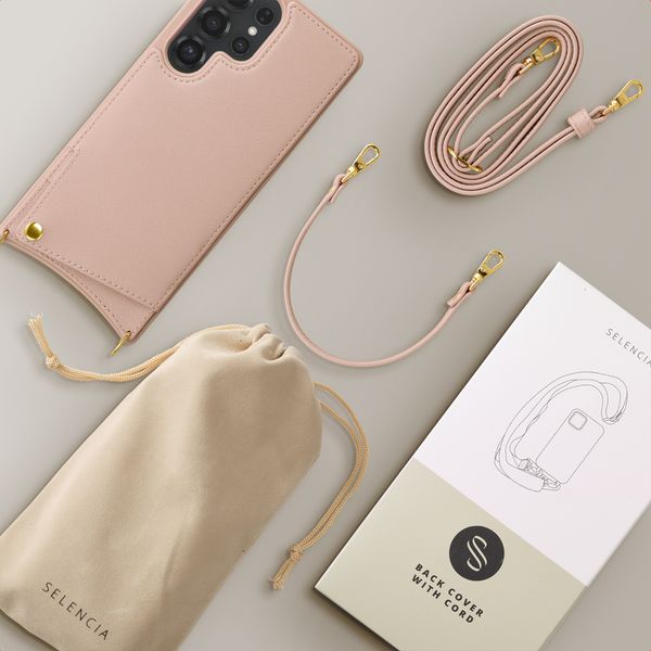 Selencia Cover per telefono Nova con cordino e portacarte Samsung Galaxy S25 Ultra - Dusty Rose