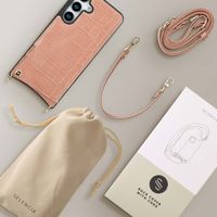Selencia Cover per telefono Nova Croco con cordino e portacarte Samsung Galaxy S25 - Old Pink