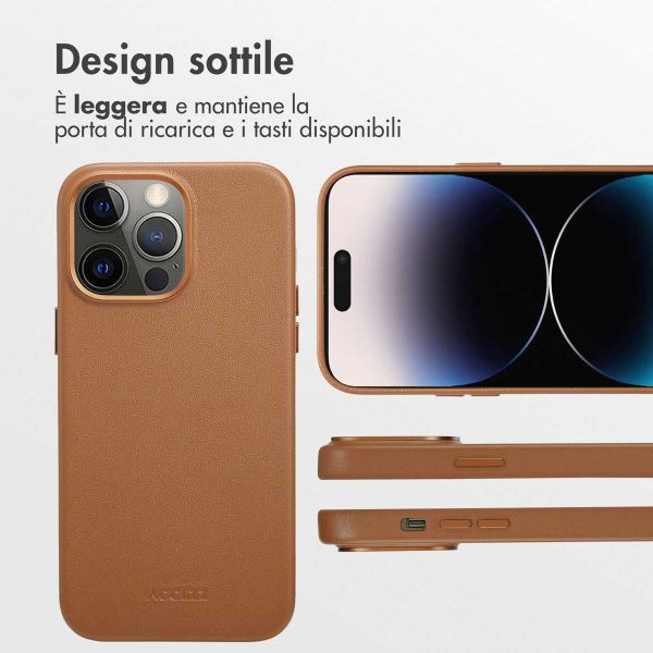 Accezz Cover in Pelle con MagSafe Apple iPhone 14 Pro Max - Sienna Brown