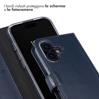 Selencia Cover a libro in vera pelle Apple iPhone 16 - Blu
