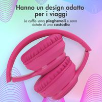 imoshion Cuffie wireless per bambini con LED Light - Limitatore di decibel - Con cavo AUX - Hot Pink