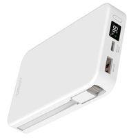 Accezz Powerbank da 10.000 mAh con cavi integrati – Quick Charge e Power Delivery – Bianco