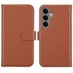 Selencia Cover a libro in vera pelle Samsung Galaxy S25 Plus - Marrone chiaro