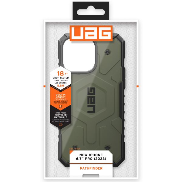 UAG Cover Posteriore Pathfinder con MagSafe Apple iPhone 15 Pro Max - Olive Drab