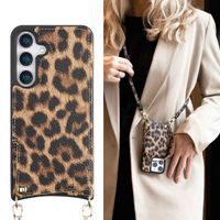 Selencia Cover per telefono Nova con cordino e portacarte Samsung Galaxy S25 - Leopard