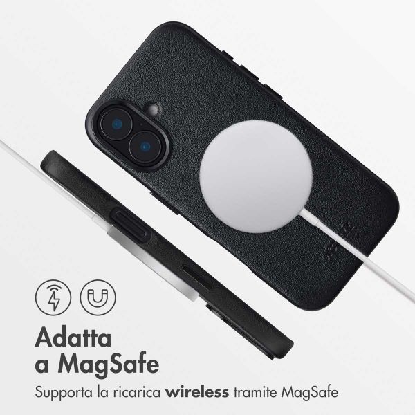 Accezz Cover in Pelle con MagSafe Apple iPhone 16 - Onyx Black