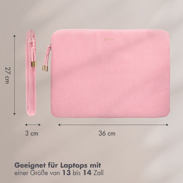 Selencia Cover per laptop in velluto a coste 13-14 pollici - Sleeve per laptop - Soft Blush