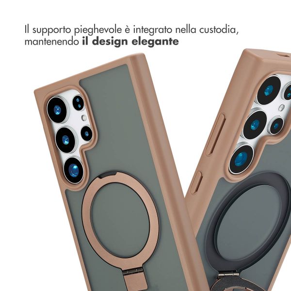 Accezz Cover con anello e supporto con MagSafe Samsung Galaxy S24 Ultra - Marrone