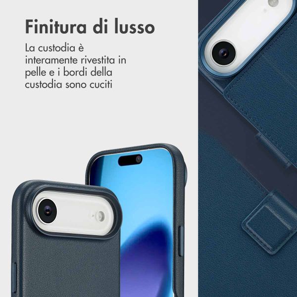 Accezz Cover in pelle 2 in 1 con MagSafe Apple iPhone Air - Nightfall Blue