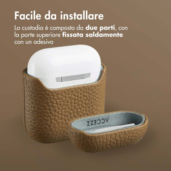Accezz Cover in vera pelle  Apple Airpods 1 / 2 - Taupe