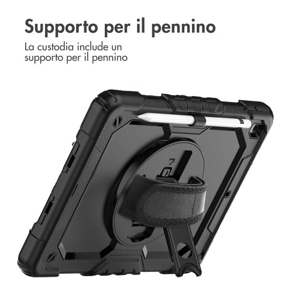Accezz Cover Posteriore Resistente con tracolla Apple iPad 9 (2021) 10.2 pollici / iPad 8 (2020) 10.2 pollici / iPad 7 (2019) 10.2 pollici - Nero