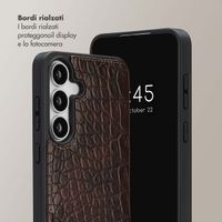 Selencia Cover per telefono Nova Croco con cordino e portacarte Samsung Galaxy S25 FE - Choco Brown