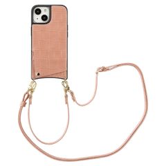 Selencia Cover per telefono Nova Croco con cordino e portacarte Apple iPhone 15 - Old Pink