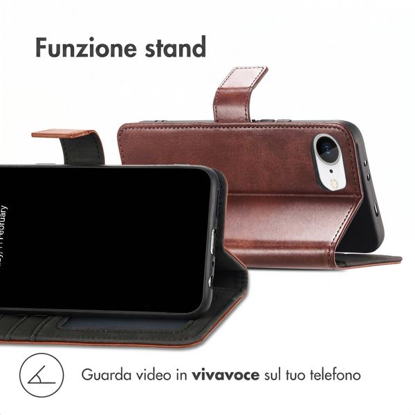 imoshion Cover a libro di Lusso Apple iPhone 17e / 16e - Marrone scuro