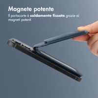 Accezz Portafoglio in pelle magnetico con supporto - Compatibile con Apple Find My - Nightfall Blue