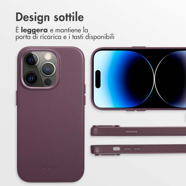 Accezz Cover in Pelle con MagSafe Apple iPhone 14 Pro - Heath Purple