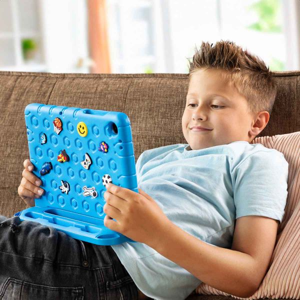 imoshion Cover per tablet a prova di bambino con bambole rimovibili Samsung Galaxy Tab A11 Plus / A9 Plus - Blu