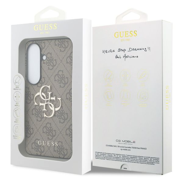 Guess Cover Posteriore con Logo 4G in Metallo Samsung Galaxy S26 - Marrone