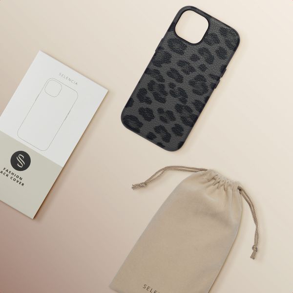 Selencia Cover Sabi Stampa pantera con MagSafe Apple iPhone 15 - Midnight Black