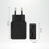 Accezz Caricabatterie GaN Ultra Slim - USB-C + USB-A - 45 W - Nero