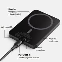 Selencia Vivid Powerbank 5.000 mAh - MagSafe e Qi - Nero / Happy Dots Burgundy