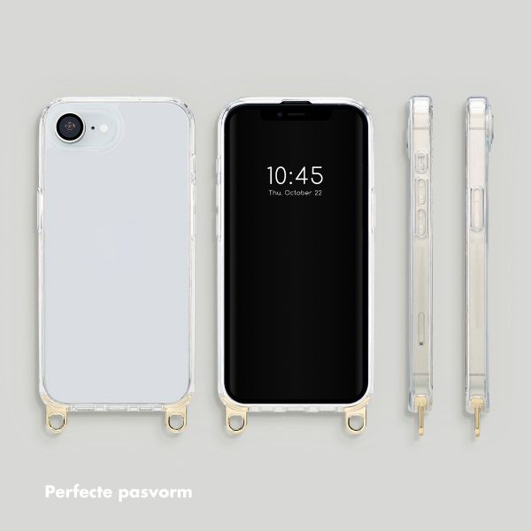 Selencia Cover trasparente con ganci + laccetto da polso Lova Apple iPhone 17e / 16e - Mocha Brown