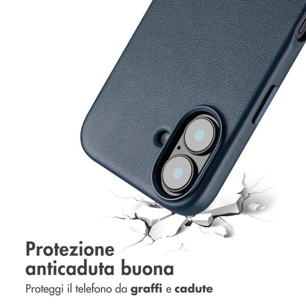 Accezz Cover in Pelle con MagSafe Apple iPhone 16 - Nightfall Blue