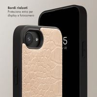 Selencia Cover per telefono Nova Croco con cordino e portacarte Apple iPhone 17e / 16e - Beige