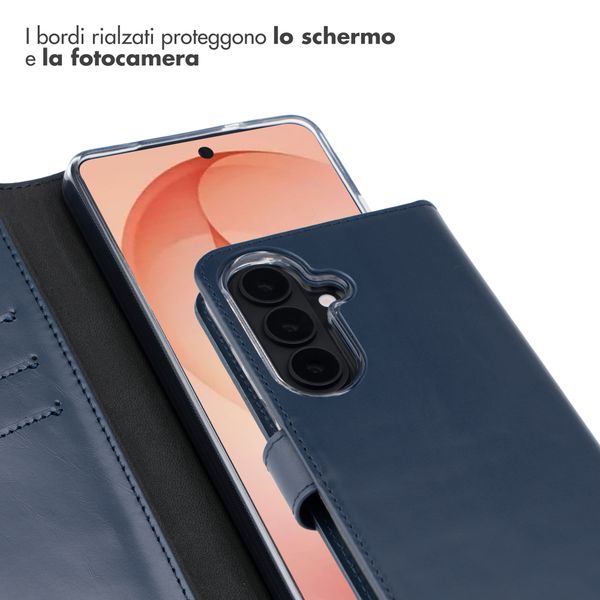 Selencia Cover a libro in vera pelle Samsung Galaxy S26 Plus - Blu scuro