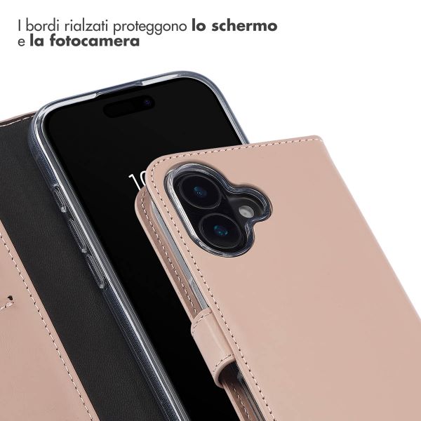 Selencia Cover a libro in vera pelle Apple iPhone 16 - Dusty Pink