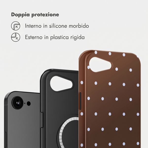 Selencia Cover posteriore Vivid con MagSafe Apple iPhone 17e / 16e - Happy Dots Chocolate