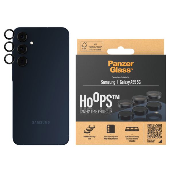 PanzerGlass Pellicole protettive fotocamera Hoops Optic Rings Samsung Galaxy A55 - Nero