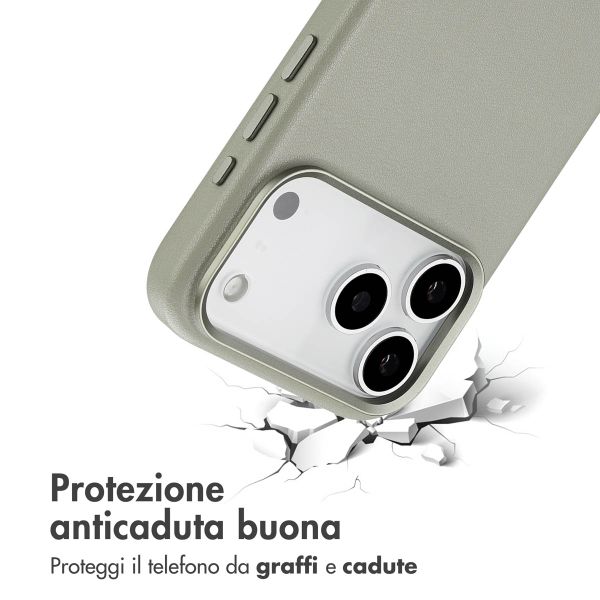 Accezz Cover in Pelle con MagSafe Apple iPhone 17 Pro Max - Light Grey