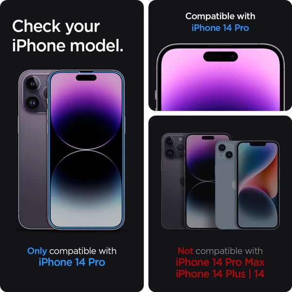 Spigen Vetro temperato GLAStR EZ Fit, confezione da 2 + Applicatore Apple iPhone 14 Pro