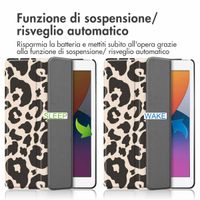 imoshion Cover Trifold Design Apple iPad 9 (2021) 10.2 pollici / iPad 8 (2020) 10.2 pollici / iPad 7 (2019) 10.2 pollici - Leopard