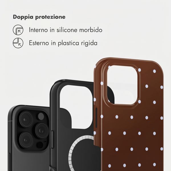 Selencia Cover posteriore Vivid con MagSafe Apple iPhone 16 Pro - Happy Dots Chocolate