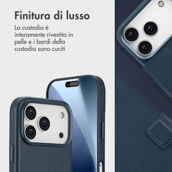 Accezz Cover in pelle 2 in 1 con MagSafe Apple iPhone 17 Pro - Nightfall Blue